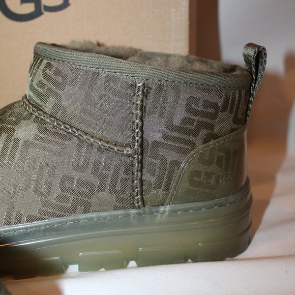 NIB UGG ULTRA MINI LOGO GREEN WOMEN'S ANKLE BOOTIE BOOTS‎ - Picture 4 of 8
